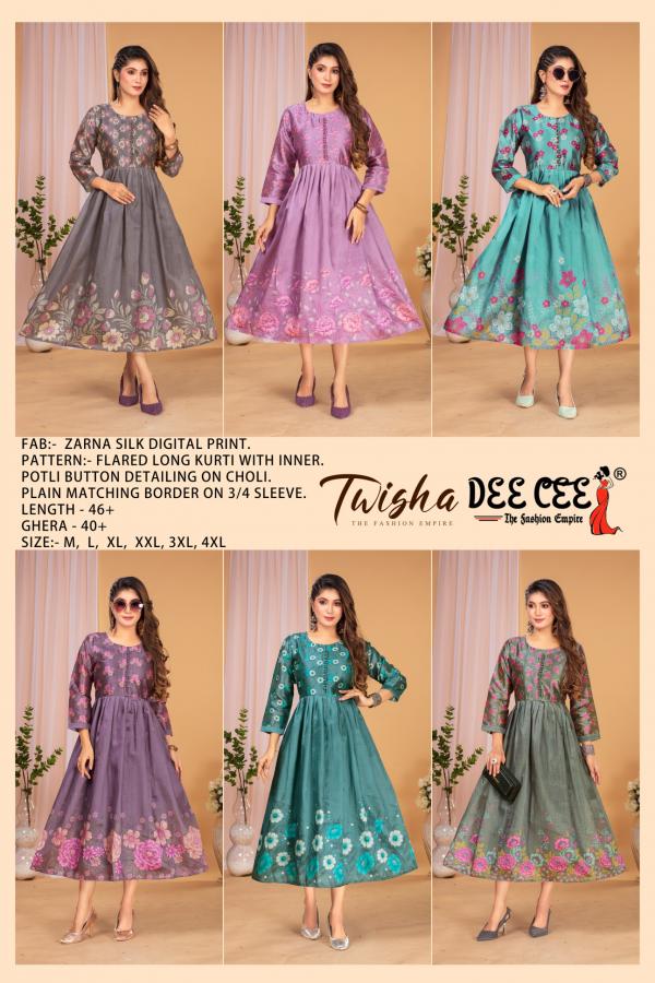 Deecee Twisha Digital Printed Flared Long Kurtis Collection